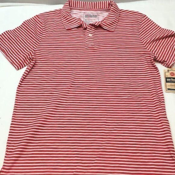New Urban Pipeline Men’s Jersey Polo Red Striped - Picture 2 of 6